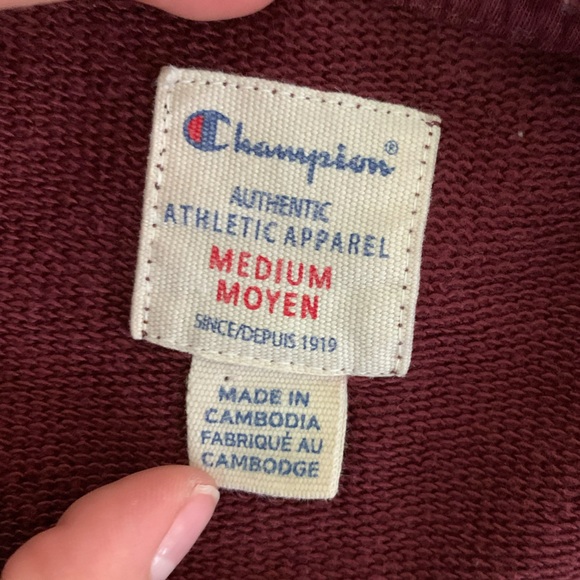 Burgundy/Red Champion Sweatshirt Crewneck Sporty Cool Girl - Picture 4 of 7